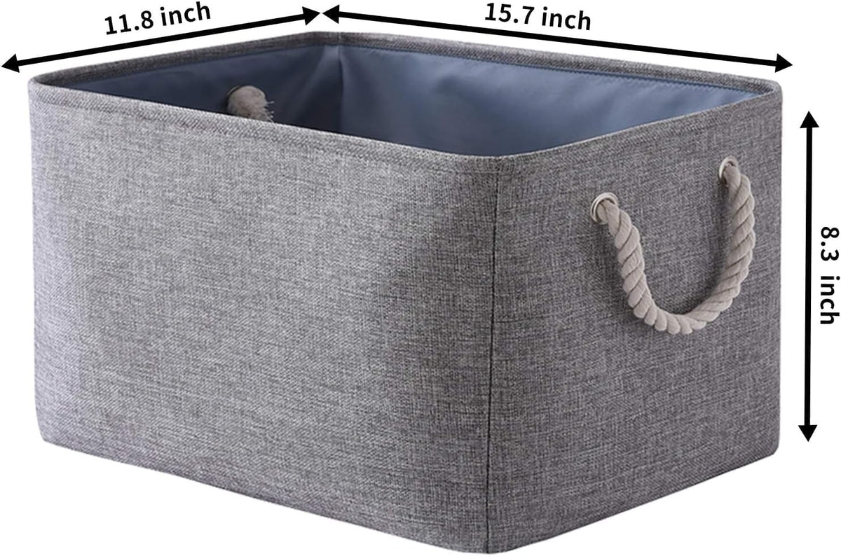 TcaFmac Organization and Storage Basket for Organizing - Large 4 Pack 16x12x8 inch Collapsible Storage Bins for Shelves, Fabric Storage Cubes for Closet Cloth Nursery Toy Books Gifts (Grey)