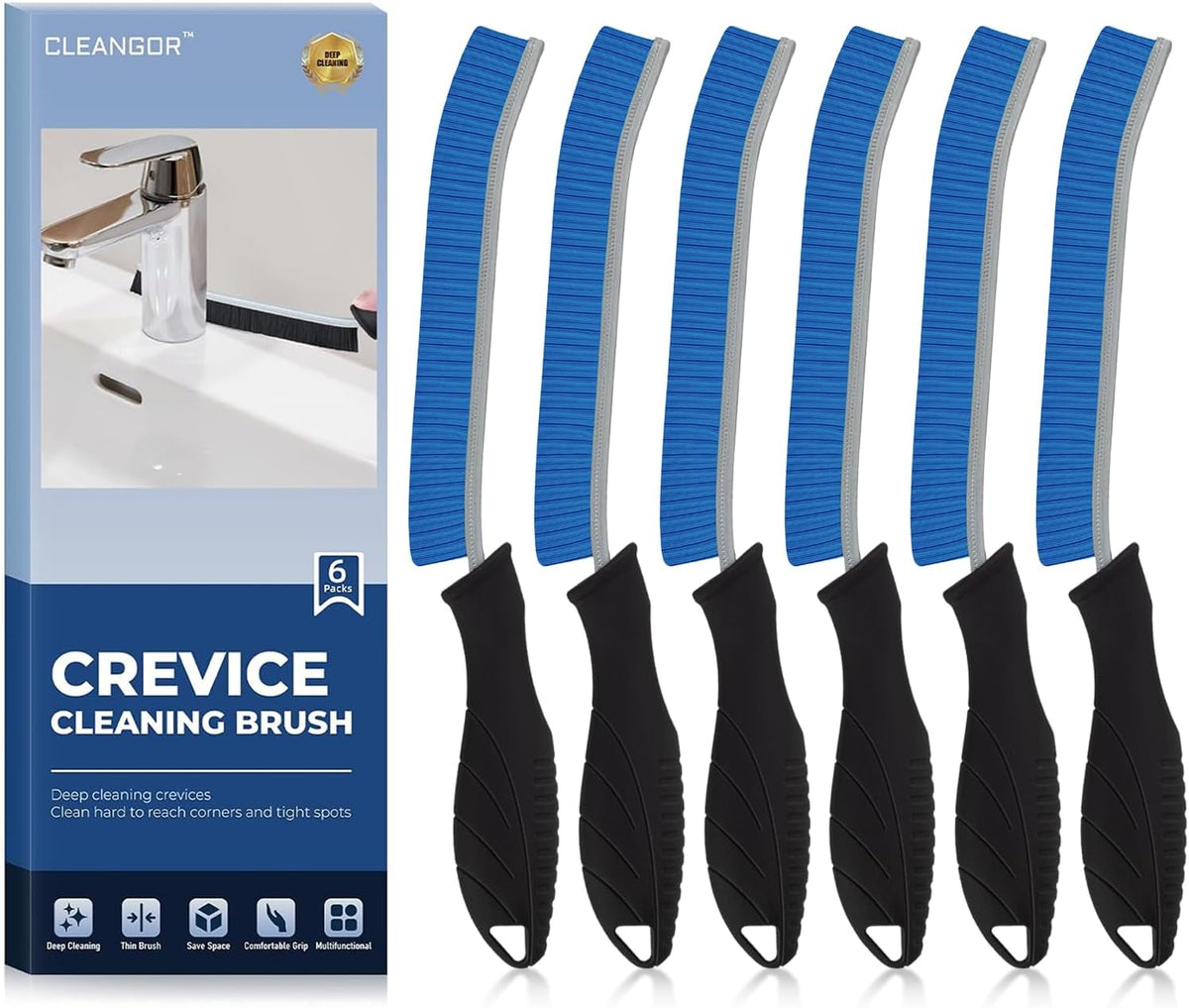 Crevice Cleaning Brushes, Cleaner Scrub Brush Tool for Hard to Reach Tight Space, Home Essentials, Cleaning Supplies for Shower, Bathroom, Kitchen, Toilet, Window