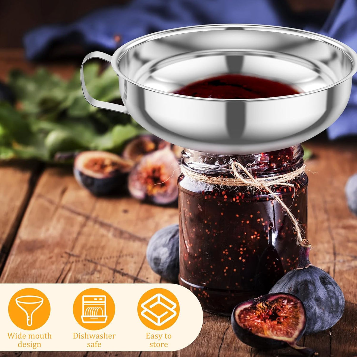 12 Pcs Canning Funnel with Strainer Stainless Steel Canning Multifunctional Wide Mouth Kitchen Stackable Mason Jar Funnel for Filling Bottles