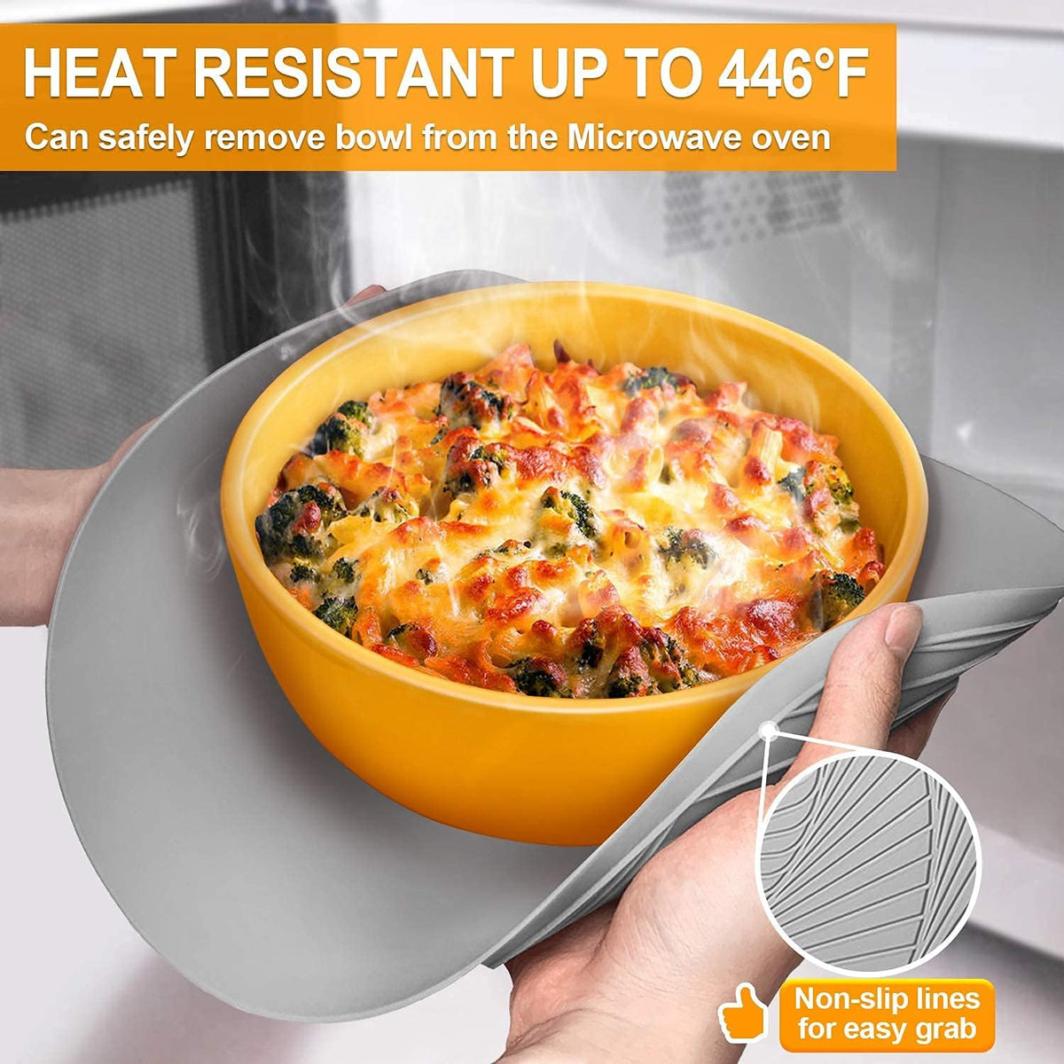Silicone Microwave Mats, Walfos Heat Resistant Multi-Purpose Microwave Trivet Mat, Non-Slip, BPA Free and Dishwasher Safe, Perfect for Microwave, Oven and Hot Pan, 2 Pieces