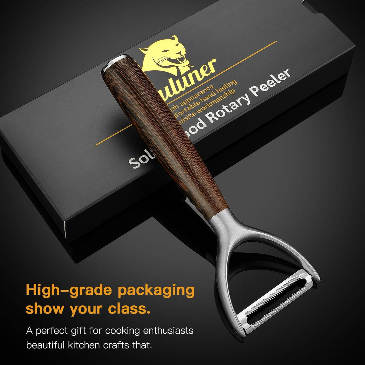Serrated Blade Premium Y Type 304 Stainless Steel Multifunctional Kitchen Peeler Real Wood Handle Ultra Sharp Blade Vegetable Potato Apple(Wenge)