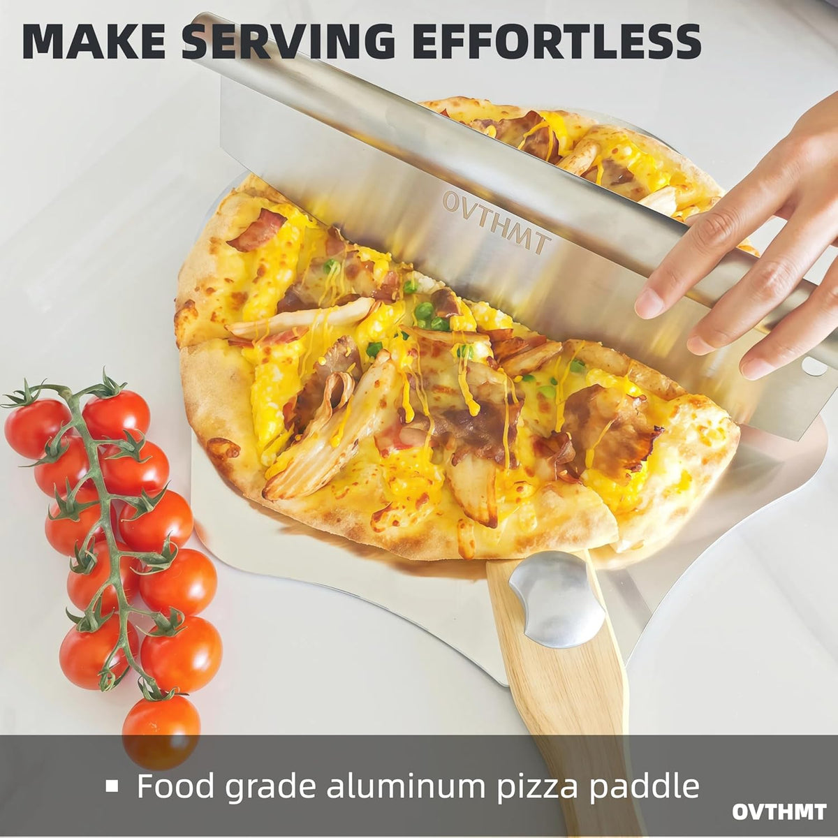 Pizza Peel 12 inch, Aluminum Pizza Paddle 12 x 14 inch with Foldable Wood Handle, Pizza Turning Peel, Pizza Spatula For Oven, Bread, Pastry, Dough, Cake, Pizza Spatula Paddle, Metal Pizza Peel