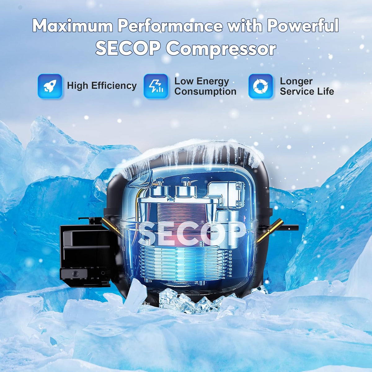 Commercial Ice Maker Machine 320LBS/24H, 26’’ Under Counter Ice Machine with SECOP Compressor/80LBS Storage Bin/Self Cleaning, Freestanding Ice Maker for Restaurants/Bars, ETL Approved