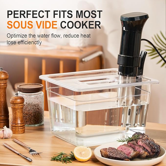 HOMENOTE Sous Vide Container 12 Quart With Lid,BPA Free Complete Accessories For Anova and Most Sous Vide Cookers,Anova Container Kit