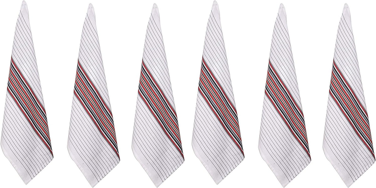 Urban Villa Kitchen Towels, Premium Quality, Cotton Dish Towels,Mitered Corners,Ultra Soft (Size: 20X30 in), White Waffle Stripes, Highly Absorbent Bar Towels & Tea Towels - (Set of 6)