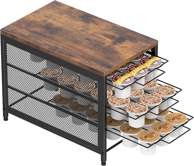 NANANARDOSO Coffee Pod Holder For Counter, 3 Tier Coffee Pod Drawer for Keurig Pod Storage Drawer Holder, 54 Capacity Pods Storage Organizer Cups Capsule with Sliding Baskets for Coffee Station