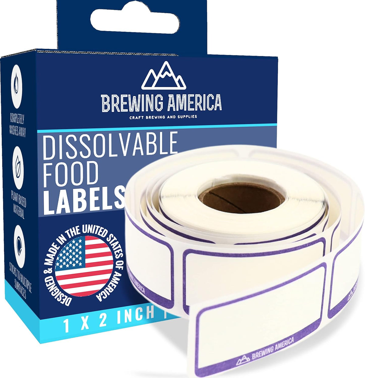 Dissolvable Food Labels for Food Containers - Made in USA - Great for Food Prep, Pantry, Canning, Freezer, Mason Jar Storage, Bottles and Rotation– No Scrubbing, No Residue - Violet Purple