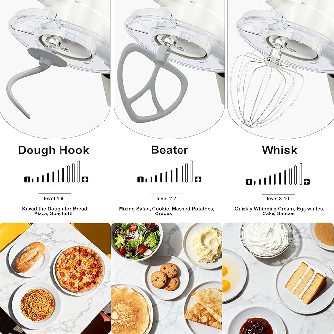 8.45 QT Digital Dough Mixer,10 Speed Large Capacity Kitchen Stand Mixer with Digital Timer & Tilt-Head, Electric Mixer with Whisk Dough Hook Mixing Beater for Baking,Cakes,Cookie,Bread,Salad(Beige)