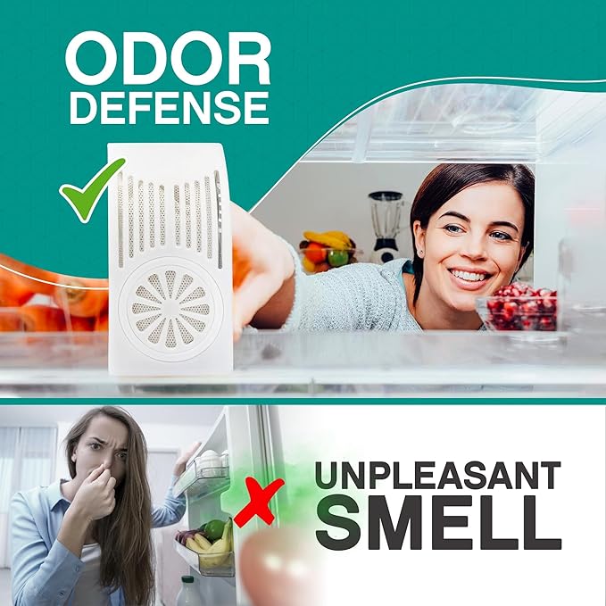 Refrigerator Deodorizer with Zeolites (2-Pack) - Odor Eliminator for Fridge & Freezer - Outshines Baking Soda and Bamboo Charcoal Bags - Long-Lasting, & Safe