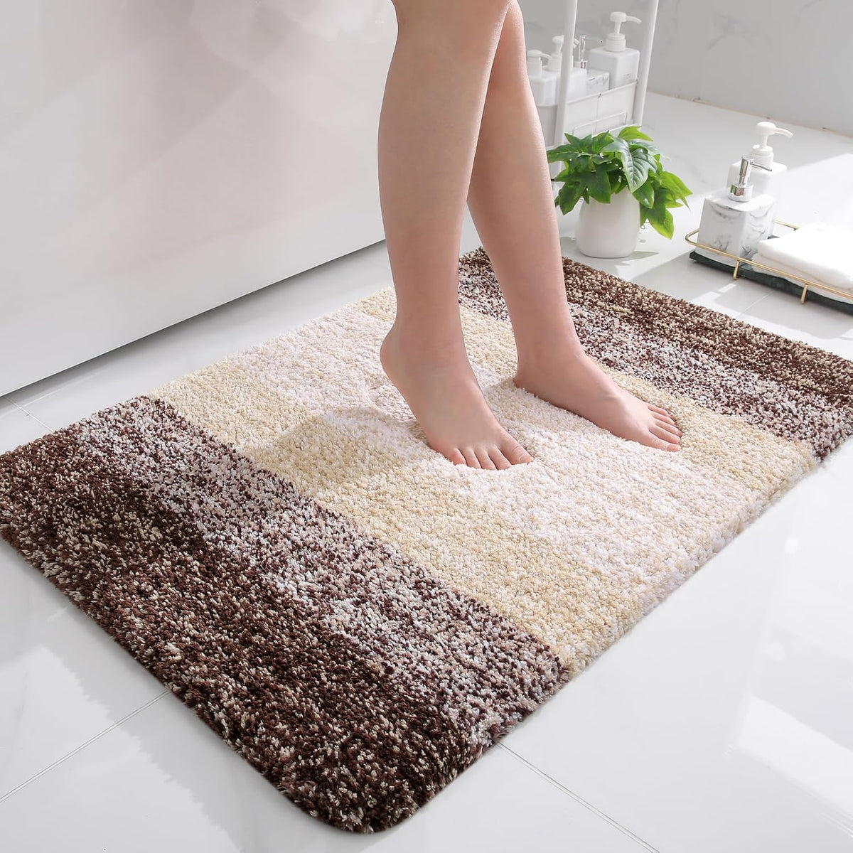 OLANLY Bathroom Rugs Mat 36x24, Extra Soft Absorbent Microfiber Bath Rugs, Rubber Backing, Quick Dry, Machine Washable Bath Mats for Bathroom Floor, Tub and Shower, Home Decor Accessories, Brown