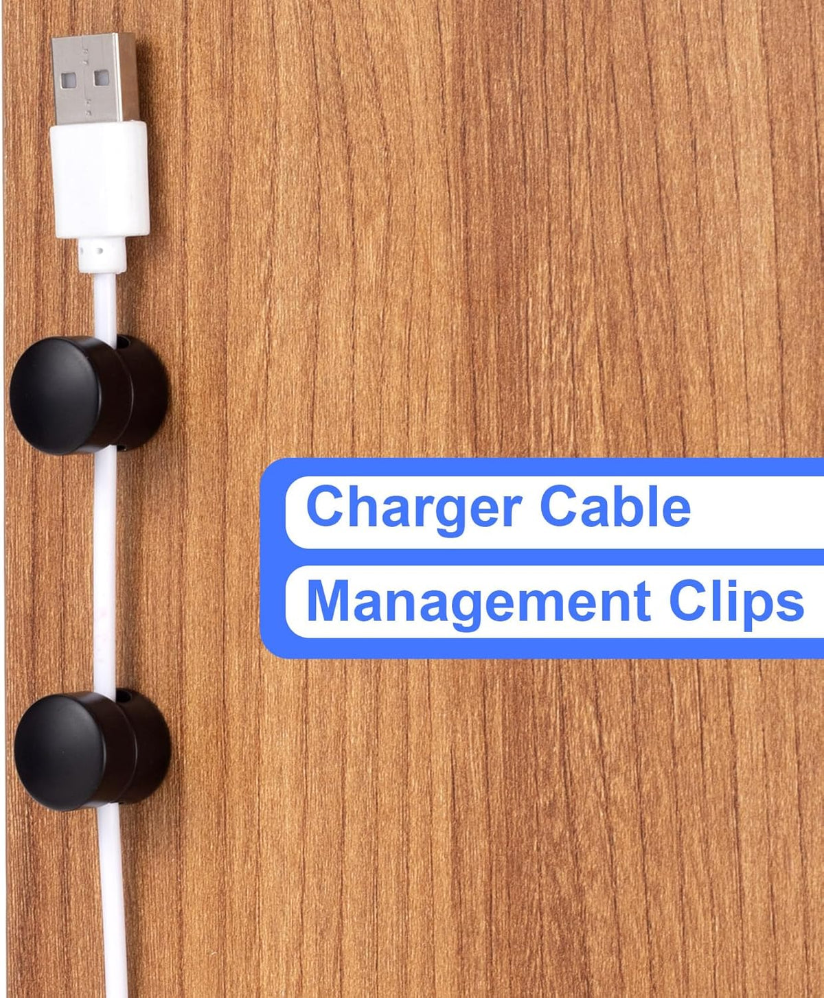 3 Sets Charger Holders for Cords, Matte Black Color Adjustable Cable Anchor Holders, Adhesive Metal Cord Clips, Cable Management Wire Organizers for Desk, Office, Nightstand