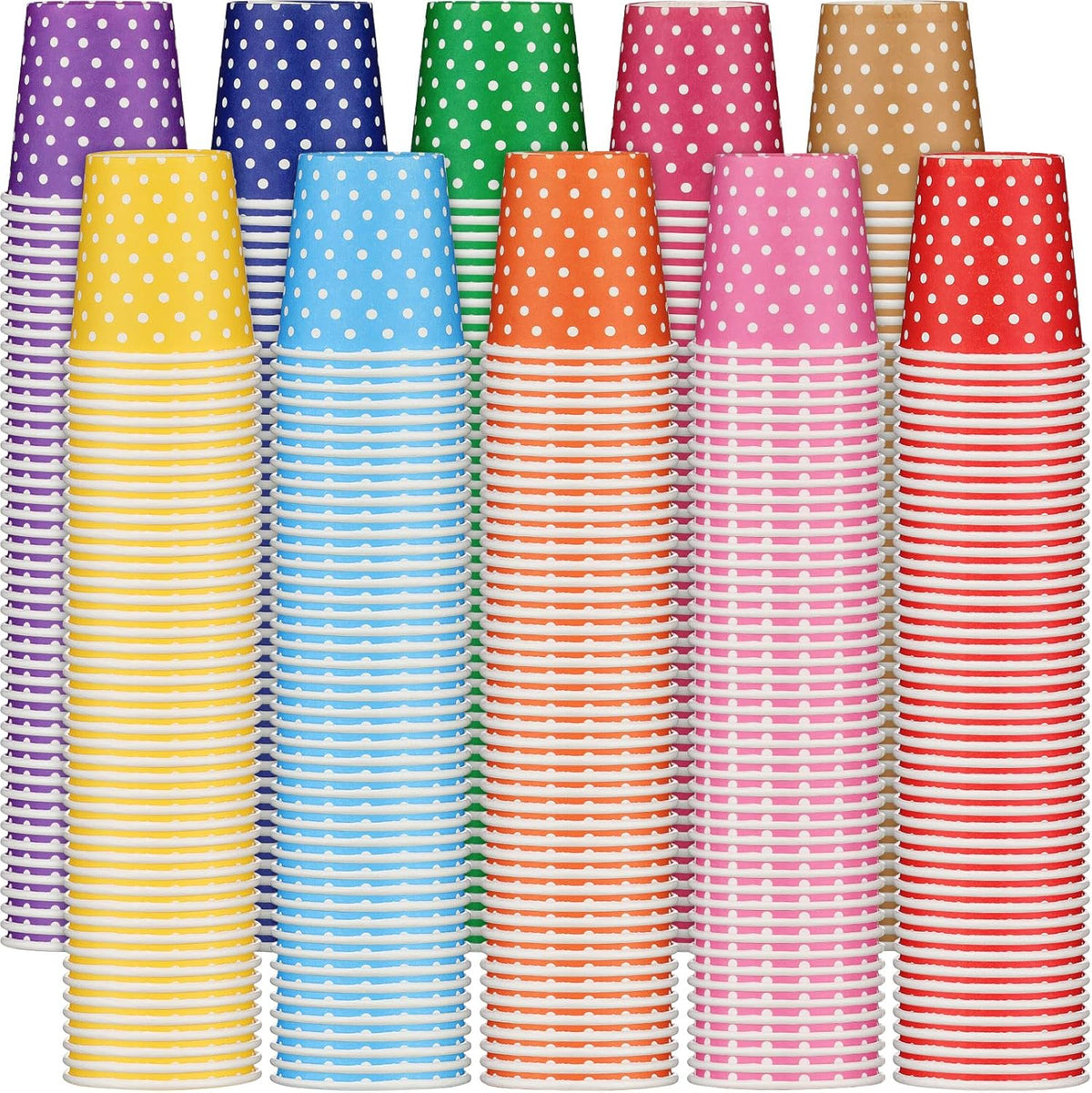 Thenshop 1000 Pack 5oz Paper Cups, Multicolor Small Disposable Cups, Dot Beverage Drinking Mini Mouthwash for Parties, Picnic, Travel, Barbecues and Event, 10 Colors