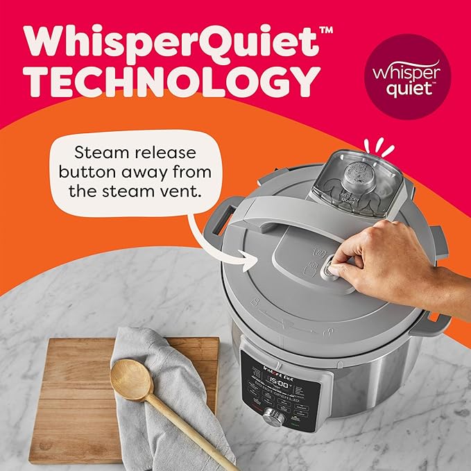 Instant Pot, 6-Quart Whisper Quiet 9-in-1 Electric Pressure Cooker, Slow Rice Steamer, Sauté, Yogurt Maker, Warmer & Sterilizer, Free App with 800+ Recipes, Stainless Steel
