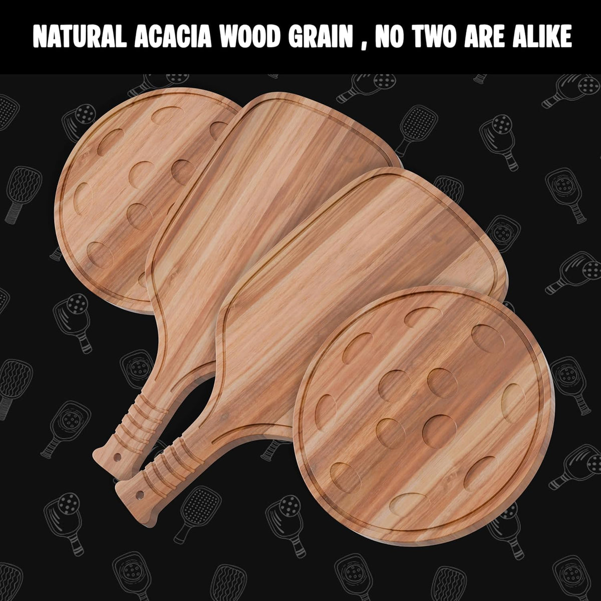 New – Set of Pickleball Paddle & Ball Charcuterie Board Set – Acacia Wood Cheese & Cutting Board (16.9” x 8.1”) Pickleball Gifts for Men/Women, Pickle Ball Plates, Pickle Ball Accessories