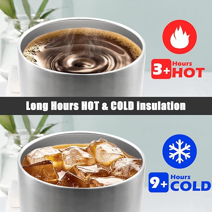 20 oz Tumbler Coffee Travel Tumblers Bulk with Lid Stainless Steel Double Wall Vacuum Insulated Mug Powder Coated Cups fit Car Cupholder for Hot and Cold - Stainless Steel, 1Pack