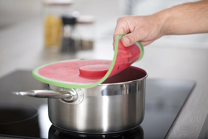 Charles Viancin - Watermelon Silicone Lid for Food Storage and Cooking - 9''/23cm - Airtight Seal on Any Smooth Rim Surface - BPA-Free - Oven, Microwave, Freezer, Stovetop and Dishwasher Safe