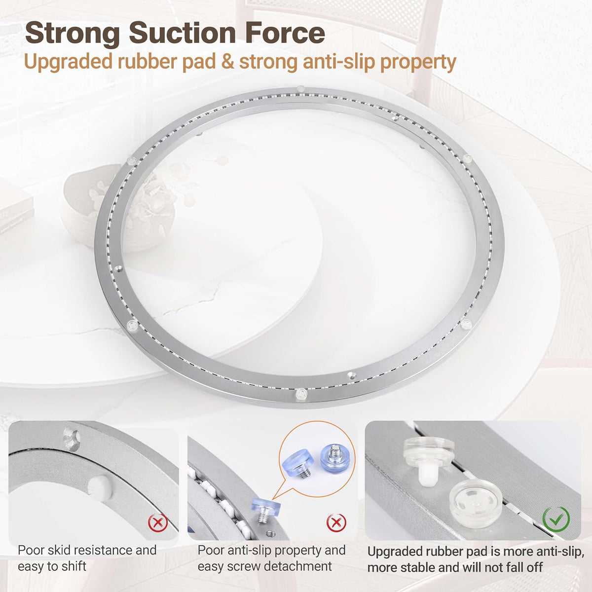 20 Inch Lazy Susan Bearing Aluminum Alloy Rotating Turntable, Non - Slip Mute Metal Bearing Swivel Plate Hardware for Dining and Workbench,660 Pounds Capacity