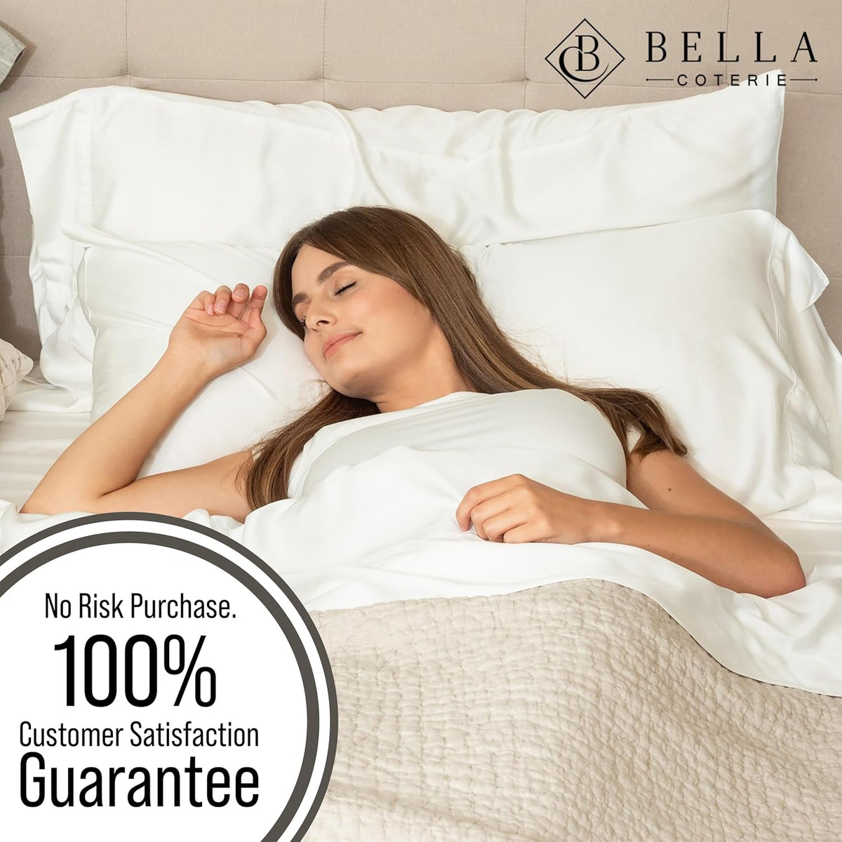 Bella Coterie Luxury Bamboo Viscose Twin Size Sheet Set | 100% Organically Grown | Ultra Soft | Cooling for Hot Sleepers | 18" Deep Pocket [White]