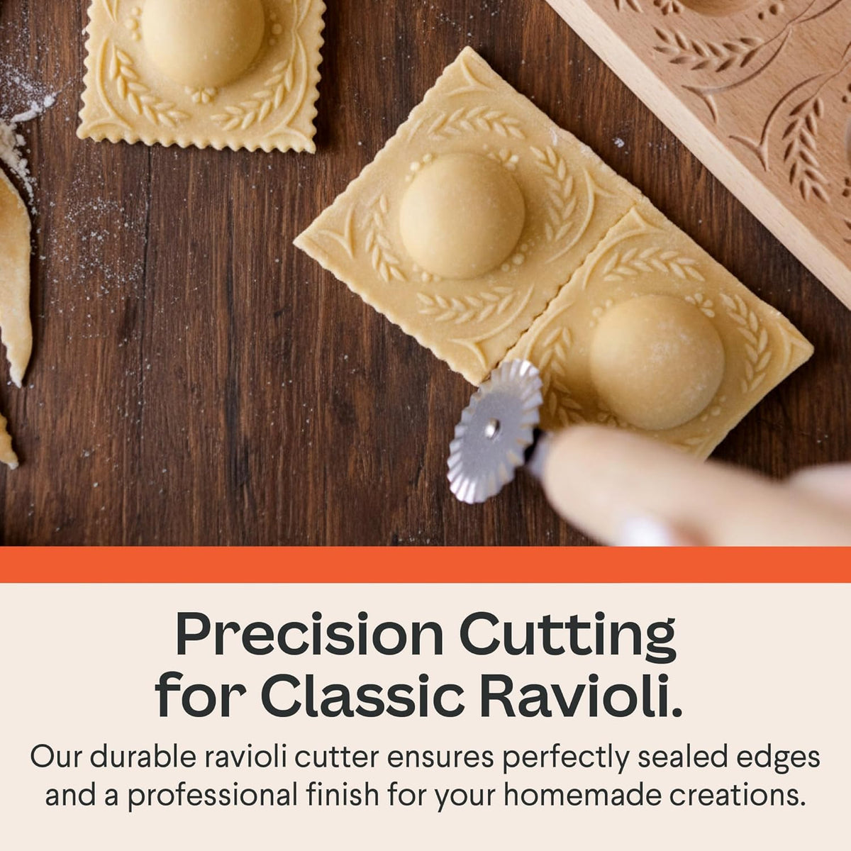 Cooking Gift Set Co. Artisanal Ravioli Maker Press, Wooden Ravioli Mold & Pasta Maker, Ravioli Press, Pasta Cutter Wheel, Ravioli Maker Tool, Guide Pasta Making Tools Set for Homemade Pasta (3 Piece)