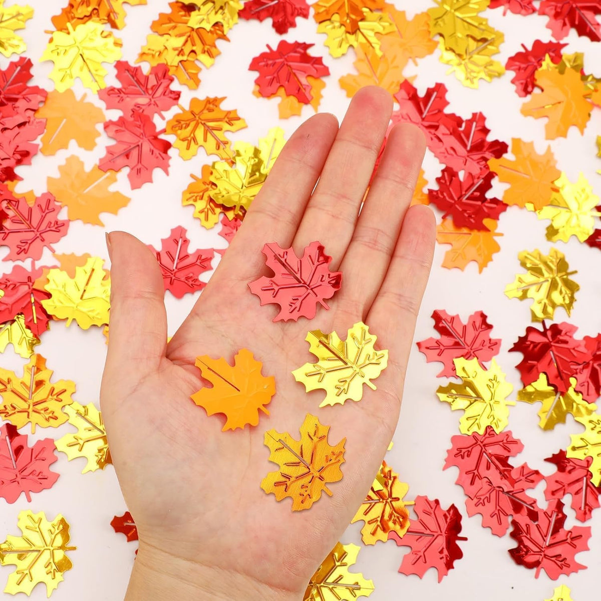 MARFOREVER Fall Maple Leaf Confetti, Thanksgiving Metallic Foil Confetti Autumn Colors Party Decorations Leaves Sequins Table Scatter Centerpiece Sprinkles for Fall Party Supplies Decor