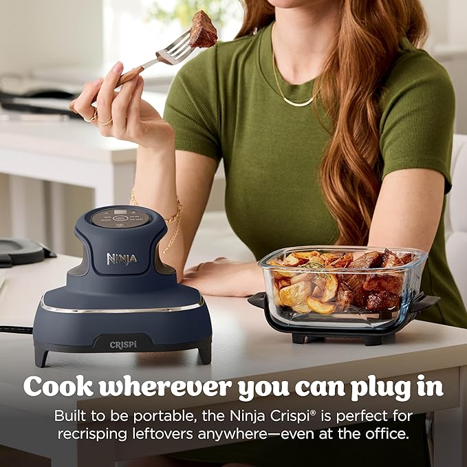 Ninja Crispi 4-in-1 Glass Air Fryer | 450°F | Non-Toxic | 4QT & 6-Cup Glass Containers w/Lids | Microwave, Freezer, Dishwasher Safe | Max Crisp, Air Fry, Bake, Recrisp | Cyberspace Gray, FN101GY