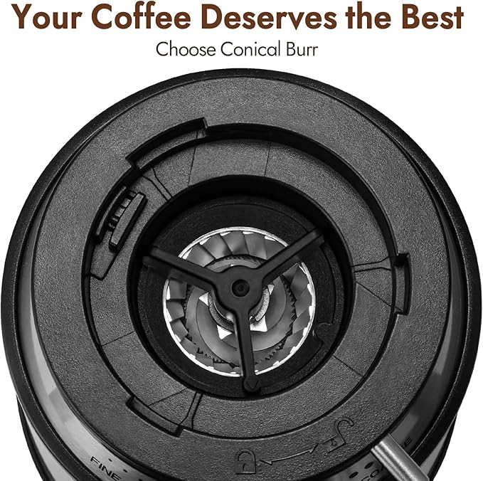 Secura Electric Conical Burr Coffee Grinder With 17 Grind Settings From French to Espresso, Black