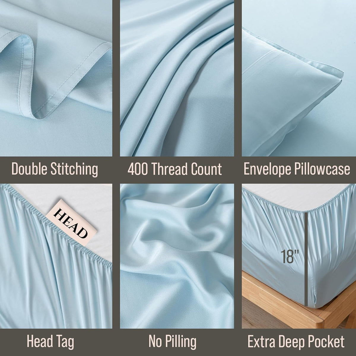 Bella Coterie Luxury Bamboo Viscose King Size Sheet Set | 100% Organically Grown | Ultra Soft | Cooling for Hot Sleepers | 18" Deep Pocket [Coastal Blue]