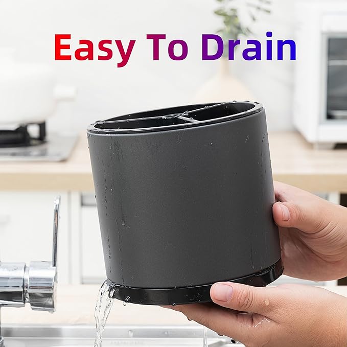 Utensil Holder,360°Rotating Kitchen Utensil Holder For Counter,Cooking Silverware Organizer Stainless Steel Caddy Flatware Spoon Spatula Tool Cutlery Container