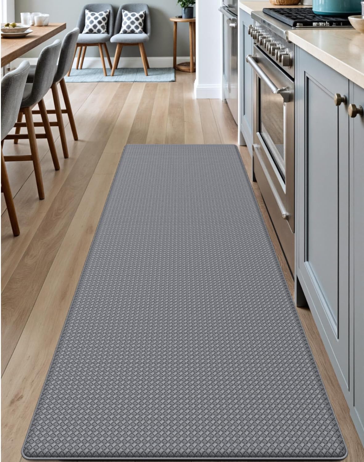 DEXI Kitchen Floor Mats Cushioned Anti Fatigue, 23x71, Large Wide Standing Runner Rug Waterproof, Comfort Memory Foam Padded for Front Sink Laundry, Grey
