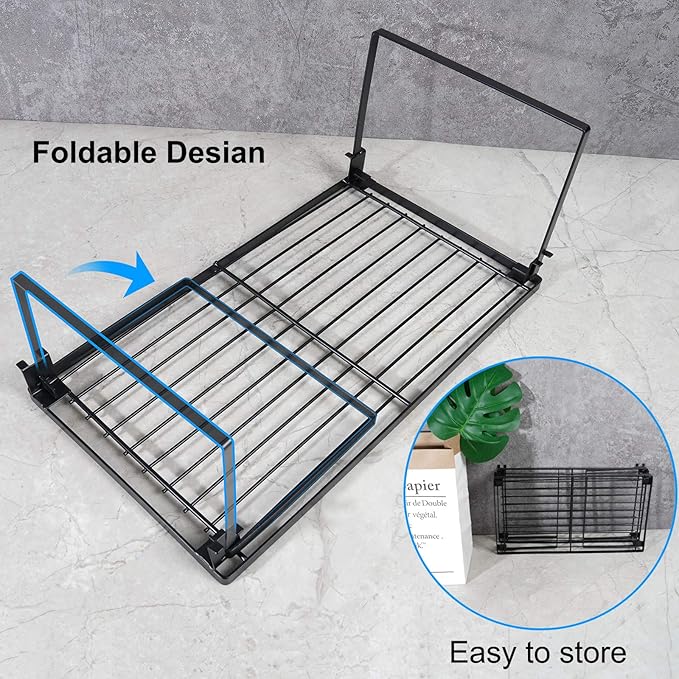 Tomorotec [2 Pack] Stackable Kitchen Storage Shelf Rack, Foldable Spice Rack Cabinet Organization Storage Shelves, Kitchen Shelves, Kitchen Counter & Cabinet Shelf Organizer,