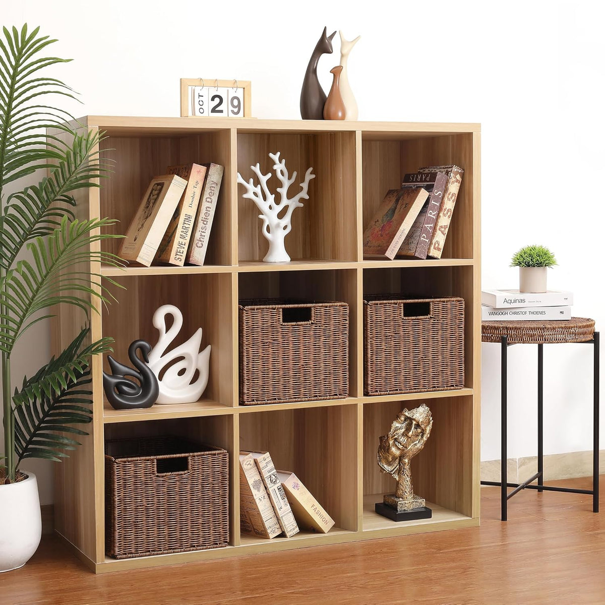 Wicker Storage Basket - Large 12x12x10in Cube, Woven Wicker for Shelves, Pantry, Kitchen & Bathroom Organization (Brown)