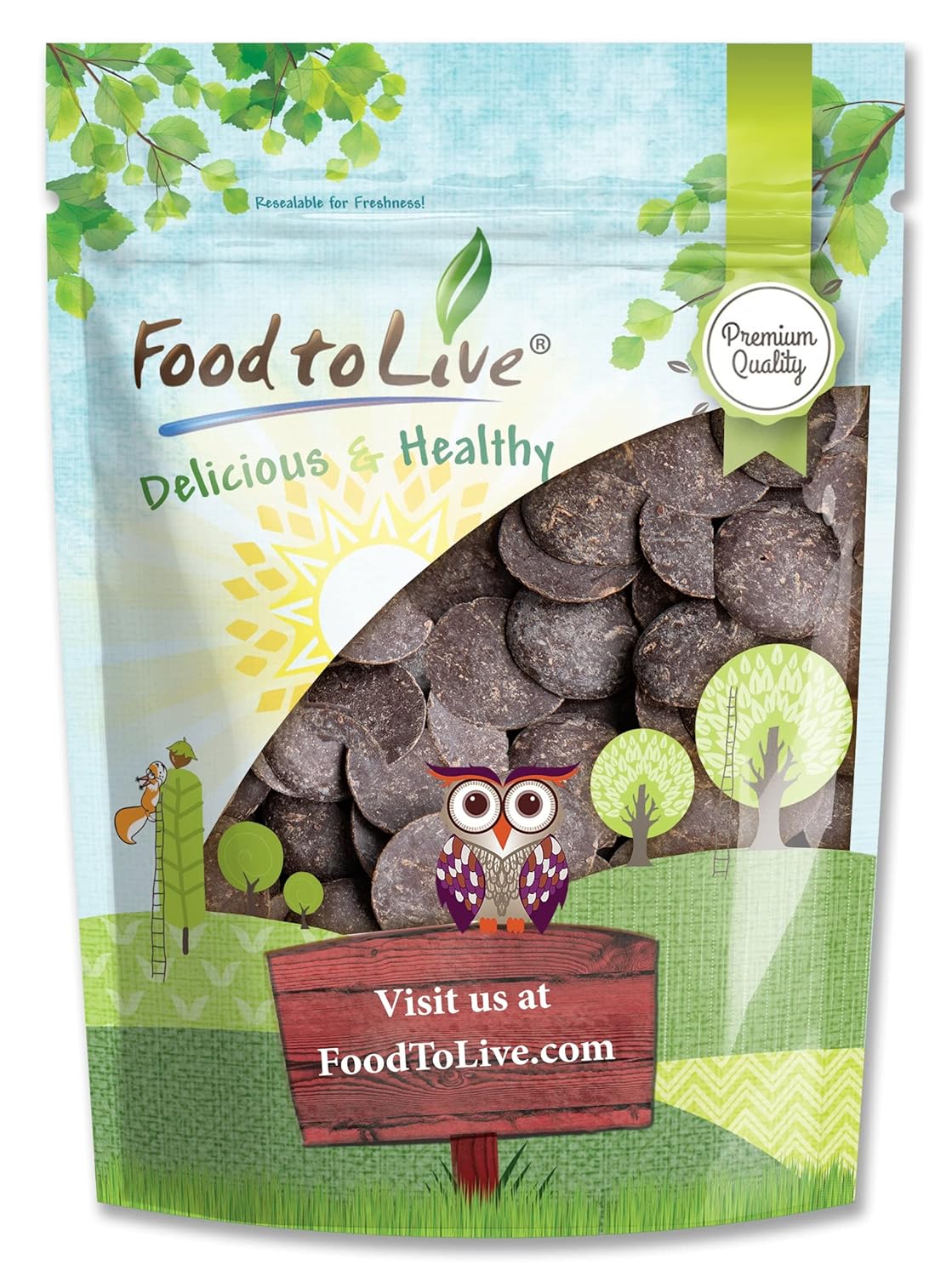 Food to Live Cacao Paste Wafers, 1 Pound - Premium Raw Cacao Liquor, Pure, Unsweetened, Vegan, Bulk. Rich in Antioxidants, Essential Minerals. Perfect for Homemade Desserts, Chocolate Bars
