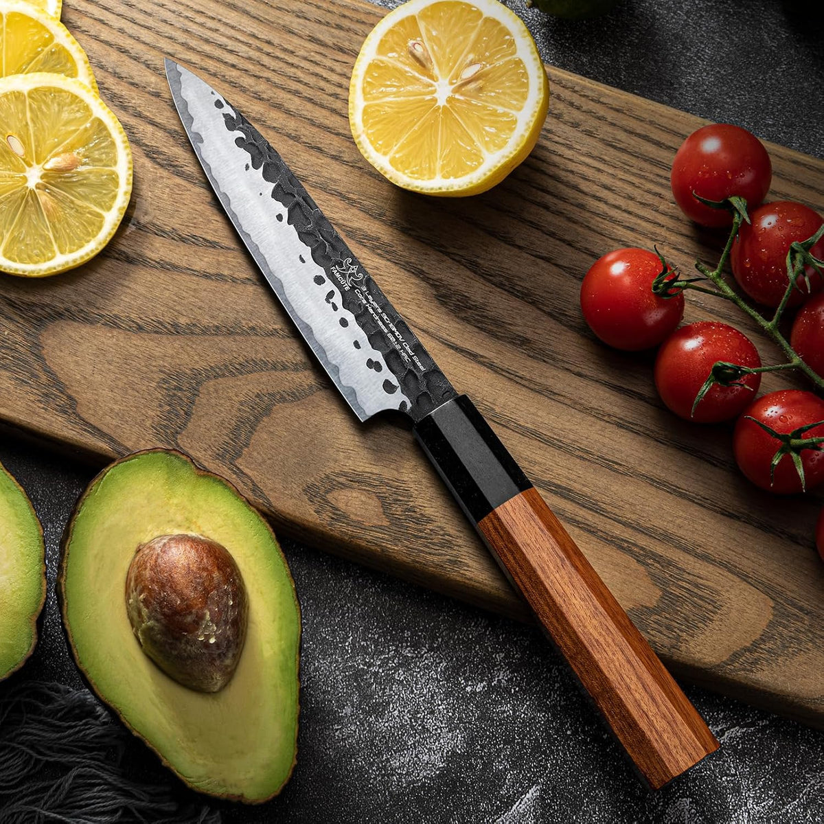 5 inch Japanese Paring Knife, Hand Forged 5 Layer 9CR18MOV Clad Steel Professional Kitchen Small Knife With Rosewood Handle As a Warm and Beautiful Gifts for Mom/Dad