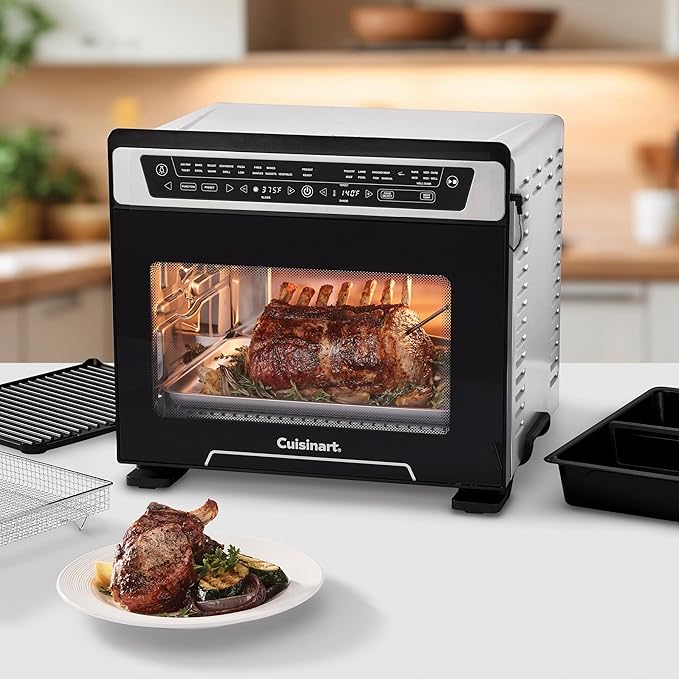 Cuisinart 15-in-1 Extra-Large Digital Air Fryer Oven with 9"x13" 2-in-1 Pan, Air Fry 4 Lbs of Wings, Cook a 13 Lb Turkey or 5+ Lb Chicken, Toast 9 Slices of Bread, and Bake a 13" Pizza, TOA-112