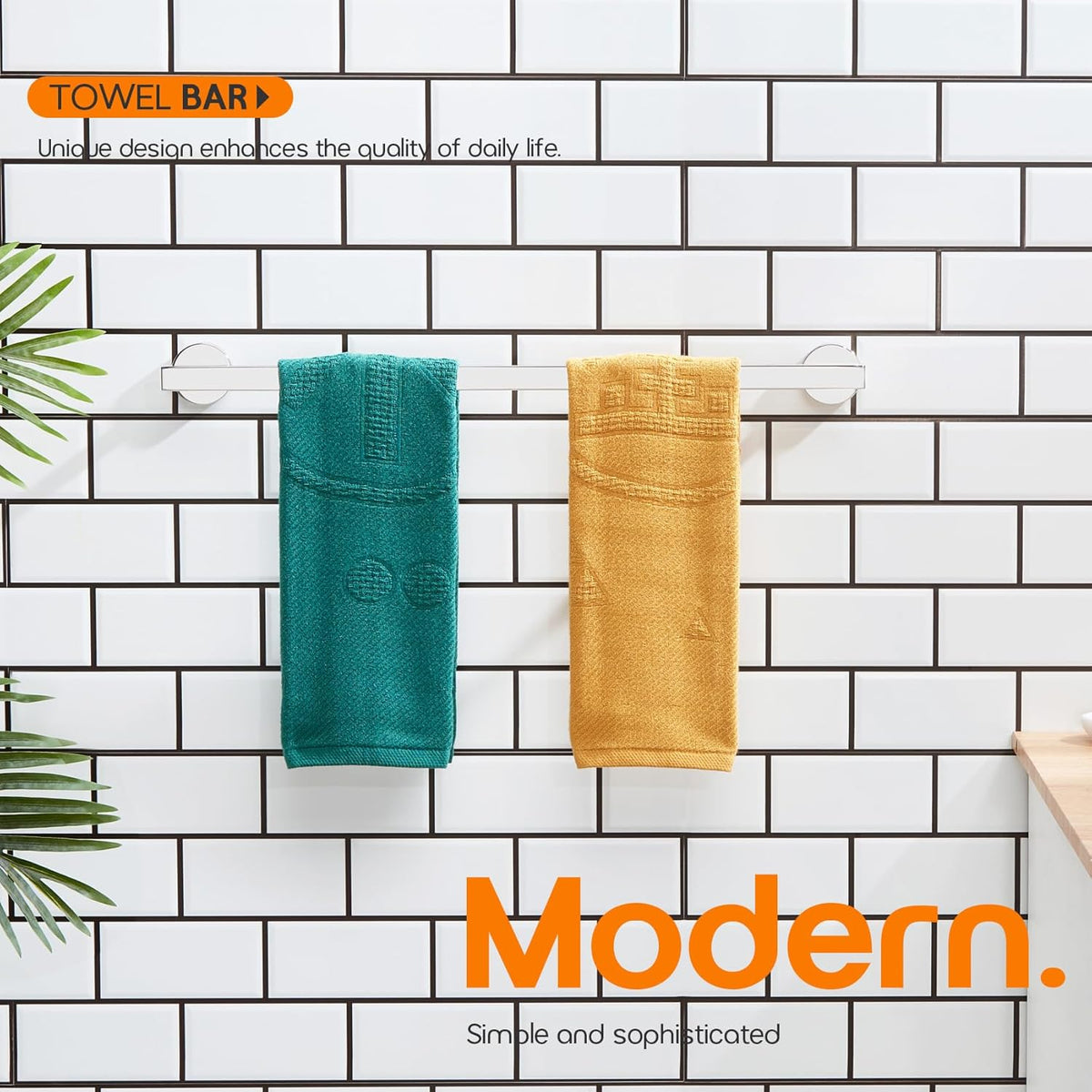 20 Inch Bathroom Towel Bar Bath Towel Rack Kitchen Towel Holder Towel Shelf Wall Mounted SUS304 Stainless Steel 2 Pack Polished Chrome AN4001CH-L20-P2