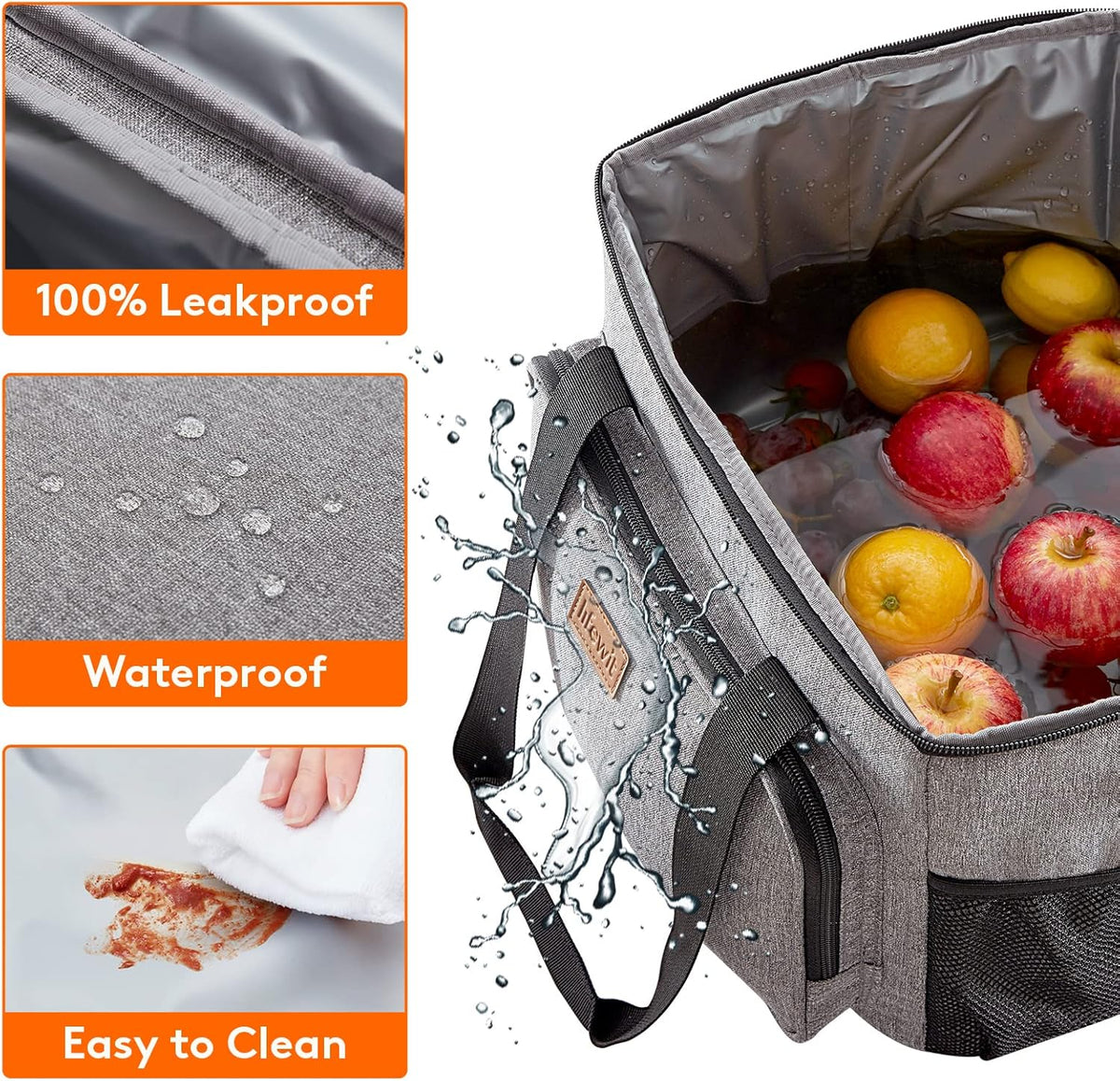 Lifewit Large Lunch Bag Insulated Lunch Box Soft Cooler Cooling Tote for Adult Men Women, Gray 40-Can (24L)