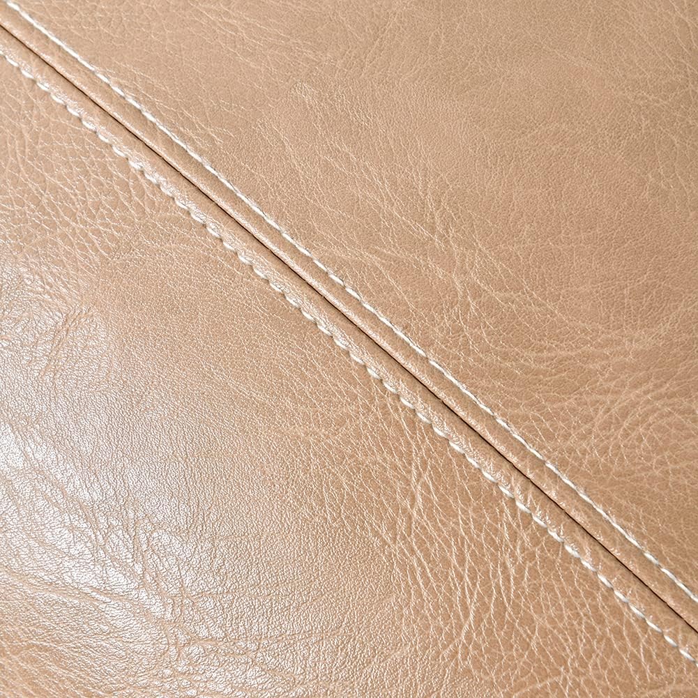 Fancy Homi Tan Long Lumbar Waterproof Faux Leather Decorative Throw Pillow Covers 14x24 Inch for Living Room Couch Bed, Beige Hand Stitched Cushion Case 35x60 cm, Taupe Modern Farmhouse Home Decor