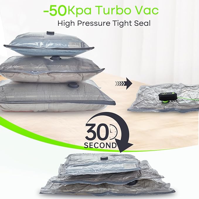 Vacuum Bags for Travel with USB Pump, 12 Pack Carry-on Size Compression Packing for Luggage and Suitcase, Space Saver Bags for Clothes and Clothing Travel
