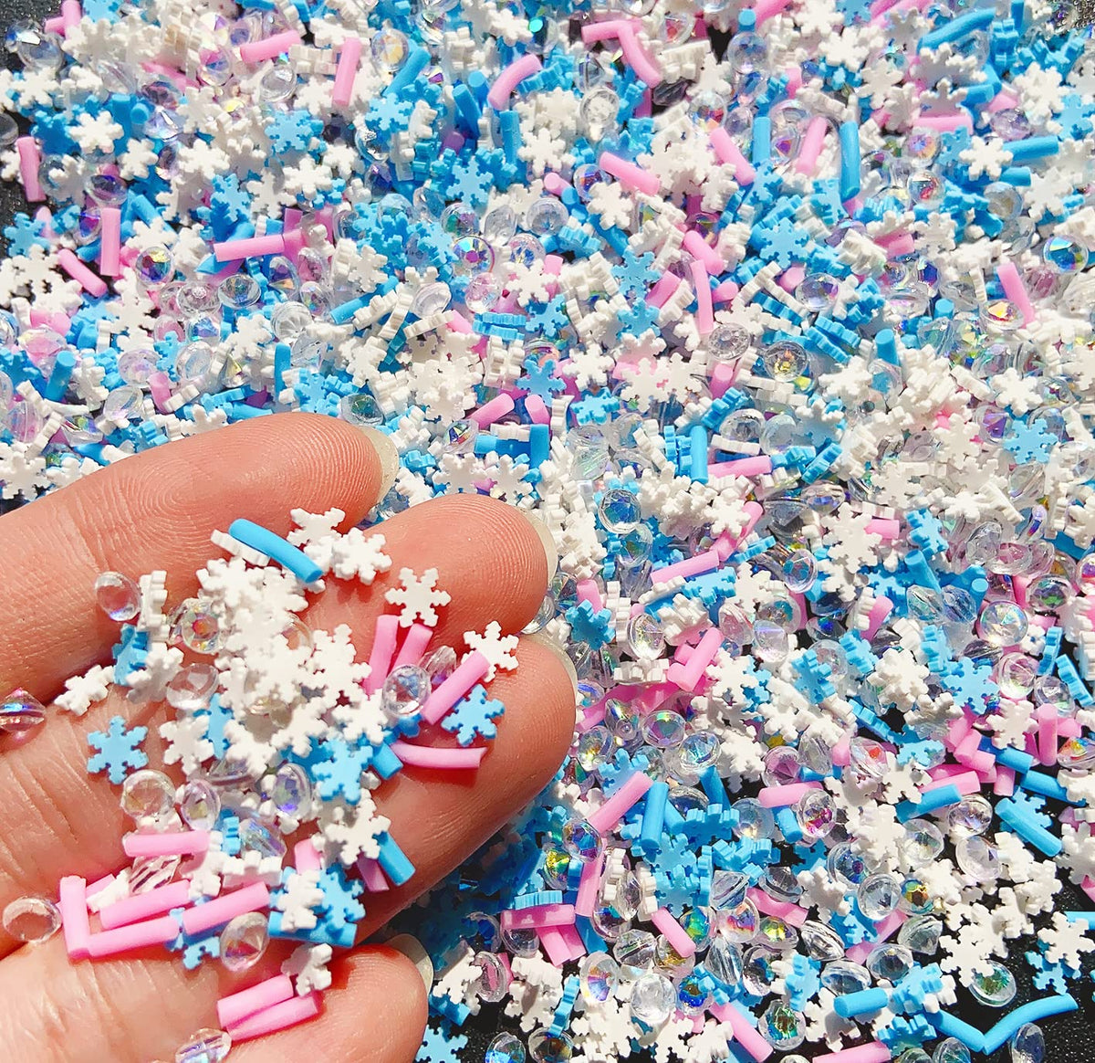 EHOPE Fake Sprinkles Fake Christmas Sprinkles Fake Candy Sprinkles Clay Sprinkles Polymer Sprinkles Polymer Clay Slices for Nail Art DIY Crafts Cake Phone(40G-Sugar granules+Snowflake-21)