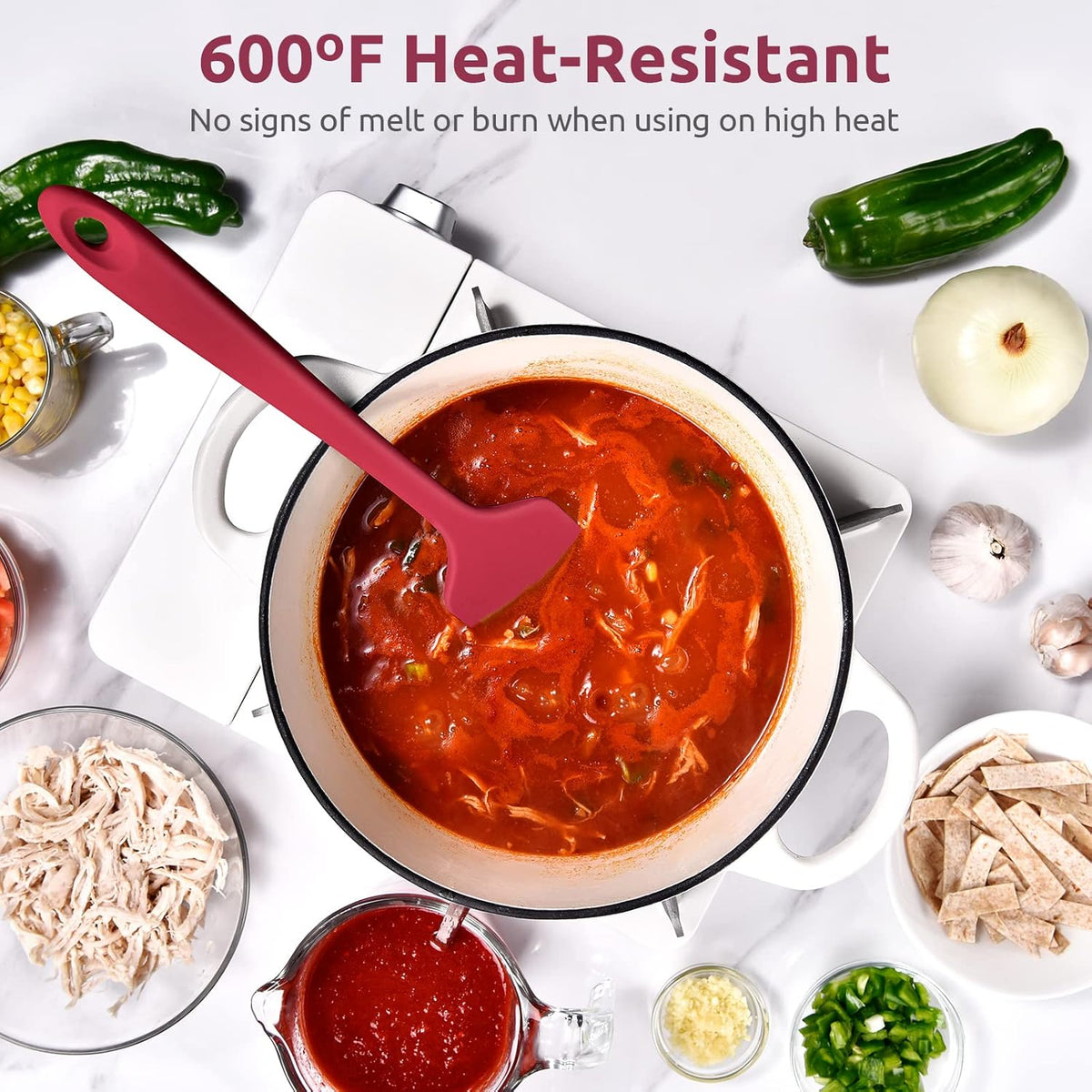 14in Extra Large Silicone Spatula: U-Taste 600ºF Heat Resistant Flexible Silicon Mixing Stirring Cooking Scraping Baking Bowl Scraper Seamless Spreader for Kitchen Nonstick Cookware (Red)