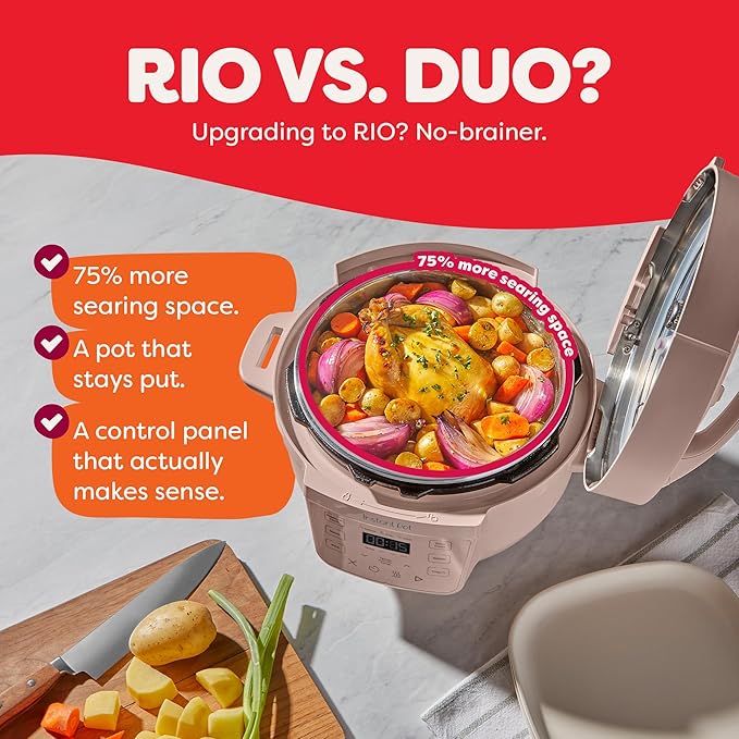 Instant Pot 4QT RIO Mini 7-in-1 Multi-Cooker, Pressure Cooker, Slow cook, Sauté, Steam, Rice Maker, Yogurt, & Warmer, Rosewater, 4 Quarts