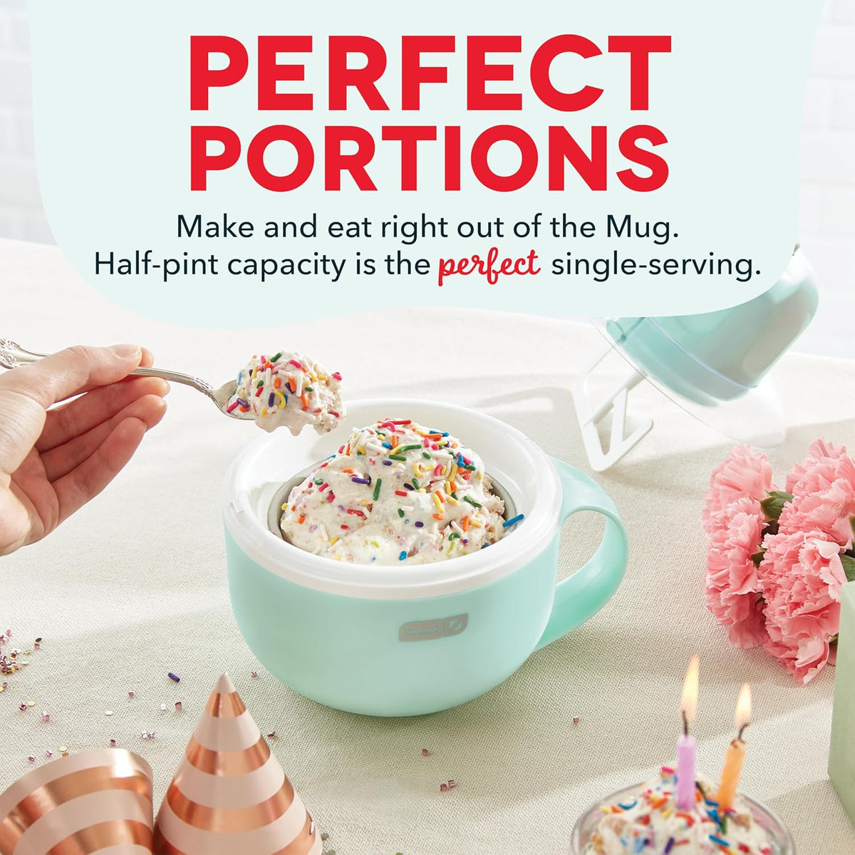 DASH My Mug Ice Cream Maker, for Ice Cream, Gelato, Sorbet, Frozen Yogurt, and Custom Mix-Ins