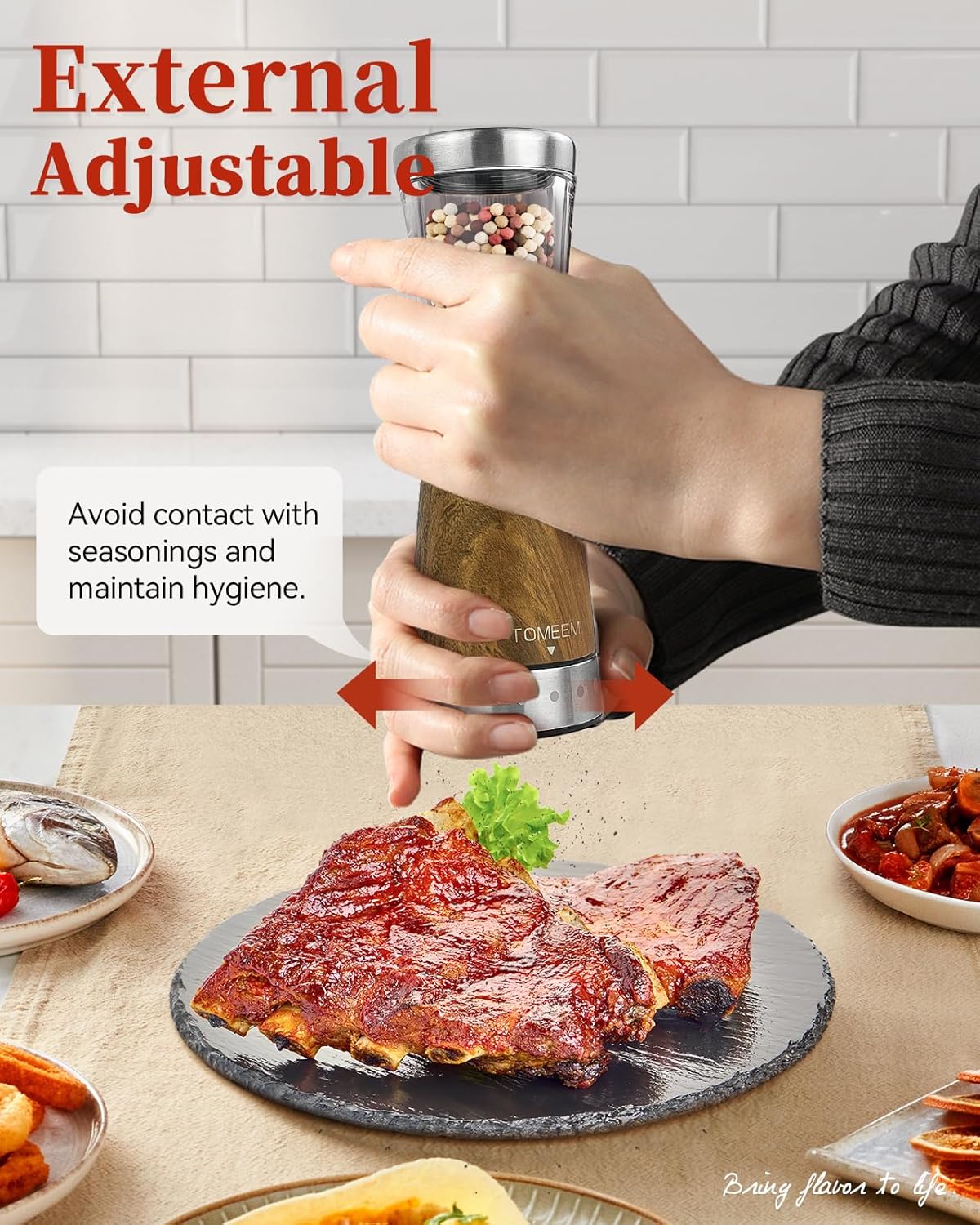 Electric Salt and Pepper Grinder Set with Storage Base, Stainless Steel Rechargeable Salt and Pepper Grinder Set with 4.5 oz Large Capacity, 1.8" Wide Mouth, Adjustable Coarseness, Ideal for Kitchen