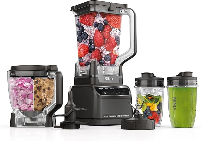 Ninja Kitchen System | All-in-One for Smoothies, Frozen Drinks, Veggie Chopper & More | With Full-Size Pitcher, 8 Cup Food Processor Bowl, (2) 18 oz. Cups, | 1200 Watt | Dark Grey | BR601AMZ