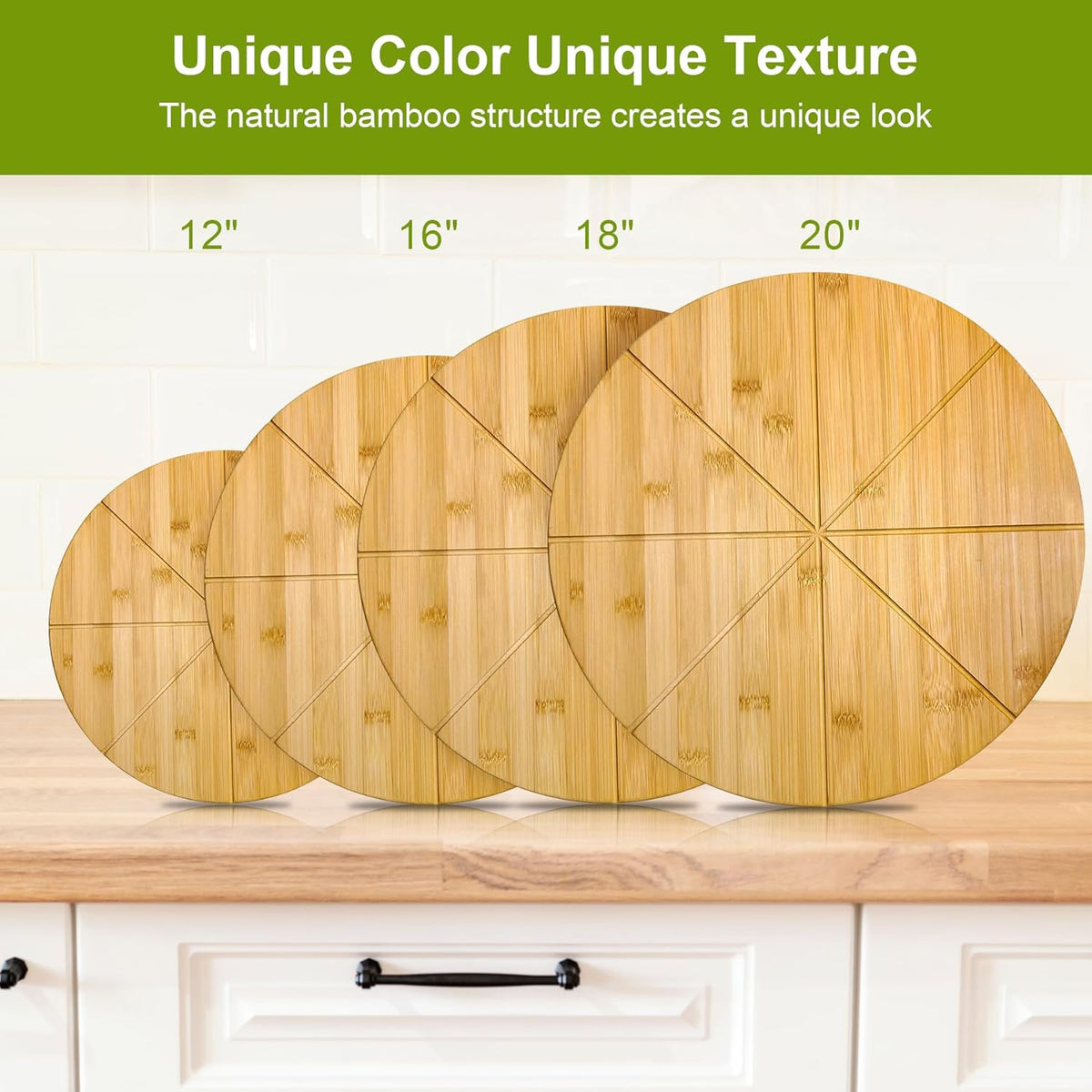18" Pizza Cutting Board Extra Large Round Cutting Boards Double Sided 2XL 18inch Tray Pizza Oven Accessories Prep Board Paddle Wooden with Cutting Grooves Circular Circle Bamboo Serving Platter