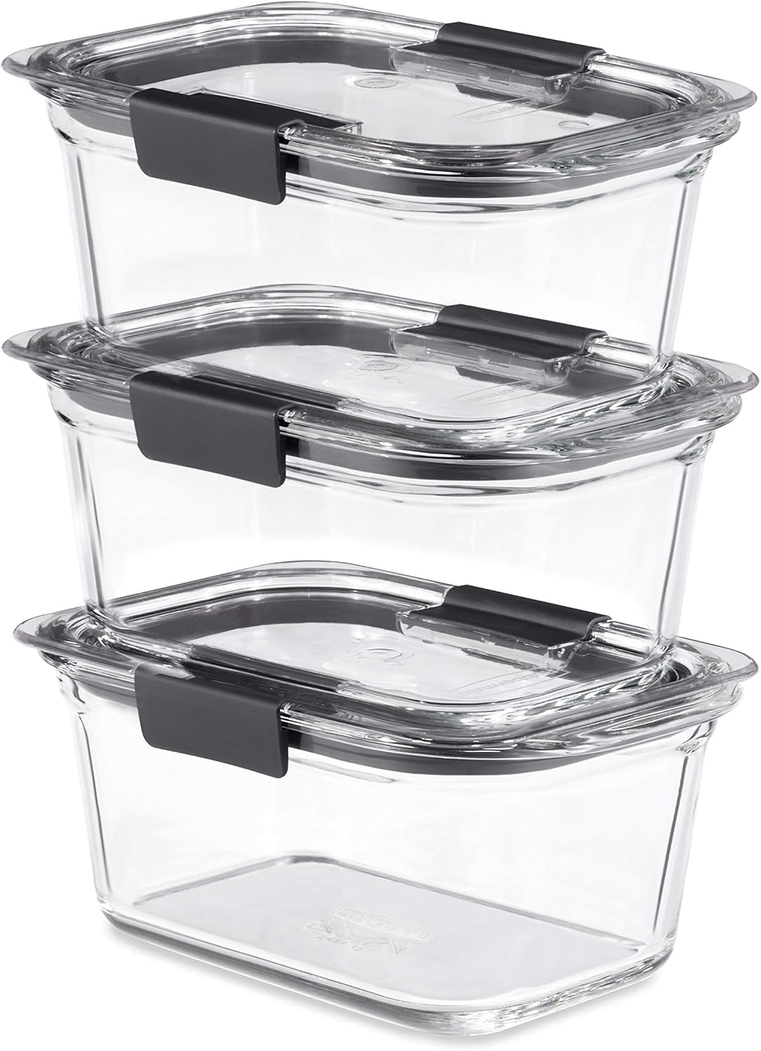 Rubbermaid Brilliance Glass Storage 4.7-Cup Food Containers with Lids Set of 3 Clear