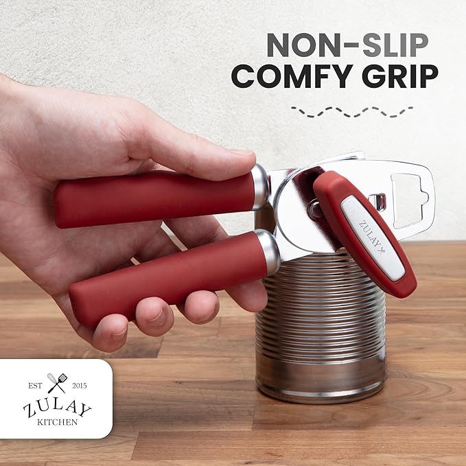Zulay Kitchen Manual Can Opener with Bottle Opener with Turn Knob
