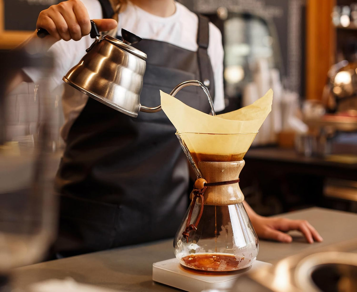 AGOGO Pour Over Coffee Maker Set Glass Coffee Maker with 50pcs Filter Paper -for Home, Office, Camping, Cafes - Easy Clean Coffee Dripper Set (Rag&Brush Included)(10 Cup/34oz)
