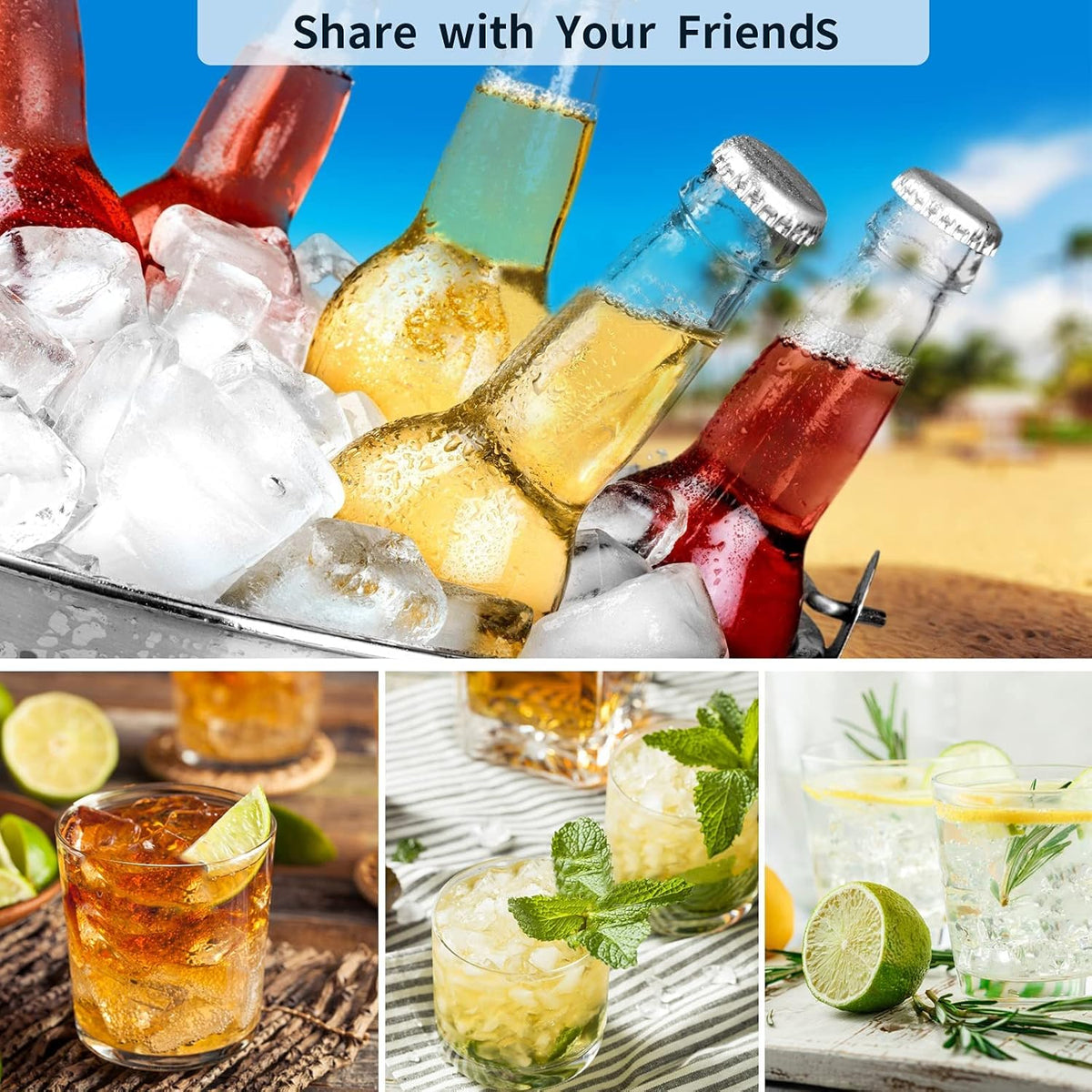 Ice Cube Trays Set of 2, Easy Release 15 Flexible Silicone Ice Cube Molds with Removable Lid Reusable Freezer Ice Trays Stackable for Whiskey, Baby Food, BPA Free (SNOW GRAY)