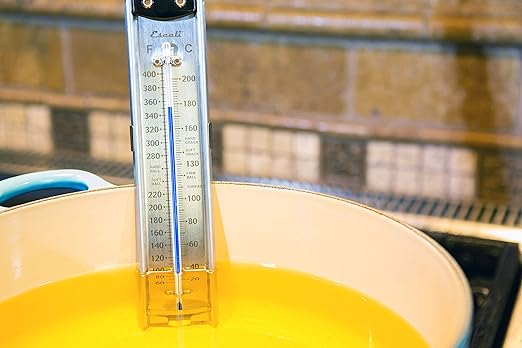Escali Deep Fry Stainless Steel Paddle Candy Thermometer, Heat Resistant Handle, and Hand-Free Clip, Temperature Indications